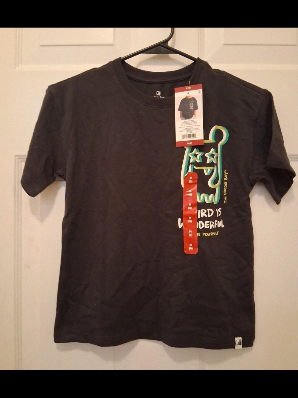 Crayola Black Kids Short Sleeve Tee with Neon Green & Aqua Monster Graphic